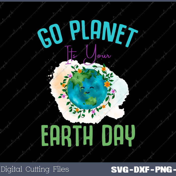 Kids Cute Earth Day Go Planet SVG PNG Cutting Printable Files