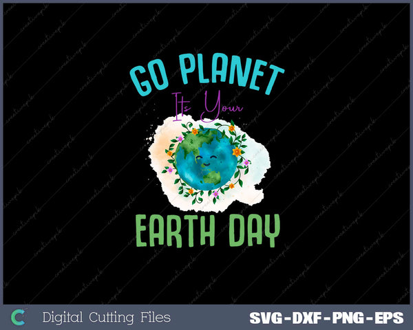 Kids Cute Earth Day Go Planet Svg Design Cut File