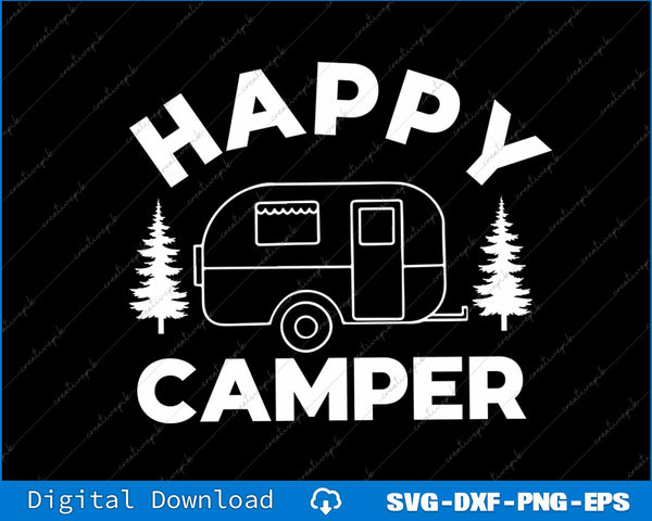 Kids Cute Happy Camper RV Van Camping Summer Road Trip SVG PNG Cutting File