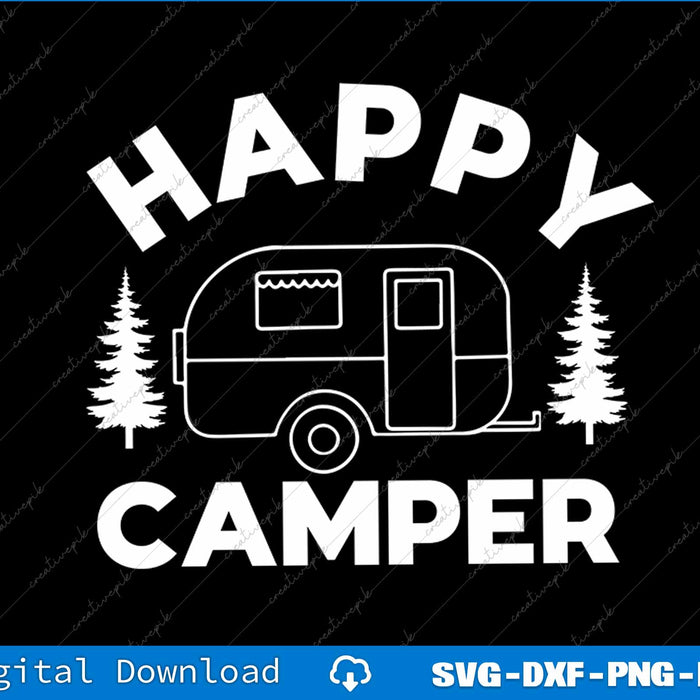 Kids Cute Happy Camper RV Van Camping Summer Road Trip SVG PNG Cutting File