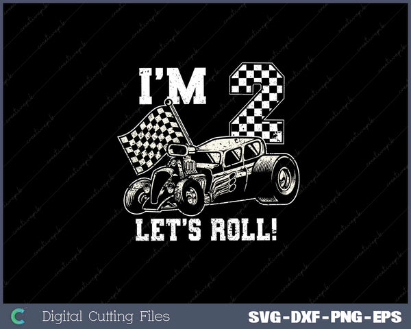 Kids Race Car 2nd Birthday Boy 2 Two Toddler Racing Car SVG Cut files