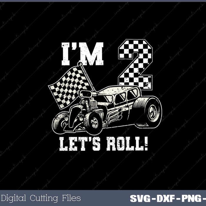 Kids Race Car 2nd Birthday Boy 2 Two Toddler Racing Car SVG Cut files