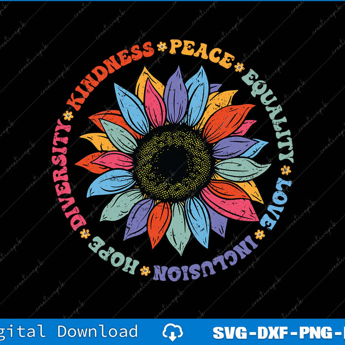 Colorful sunflower design with motivational words on a black background