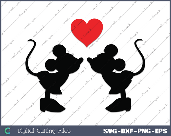 Kiss Mickey Minnie SVG PNG Cutting Printable Files