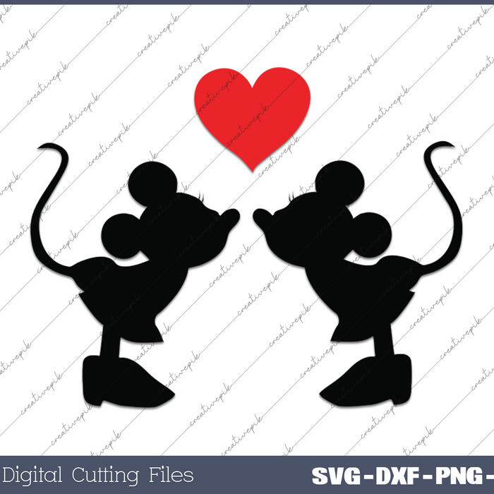 Kiss Mickey Minnie SVG PNG Cutting Printable Files