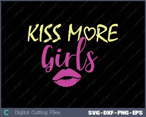Text 'KISS MORE Girls' with a pink lip graphic on a black background