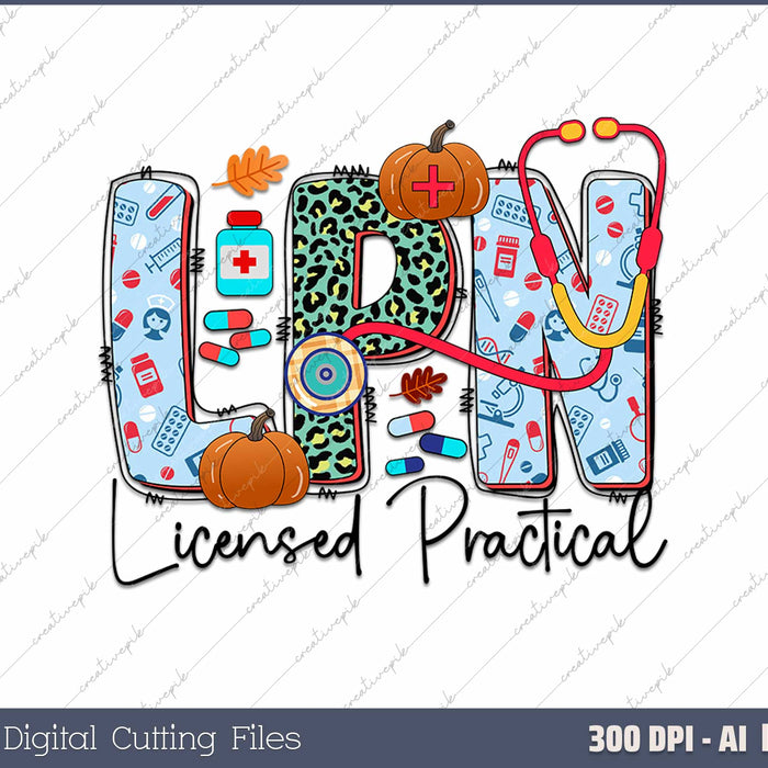 LPN Licensed Practical Nurse AI PNG Sublimation File