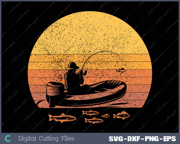 Lake Fishing Vintage Retro Sunset Gift for Fishermen 
