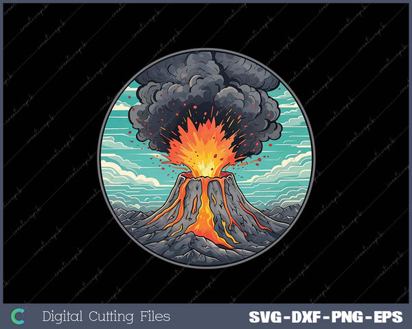 Lava Volcano Eruption Magma in Hawaii Indonesia & Tokyo SVG PNG Cutting Printable Files