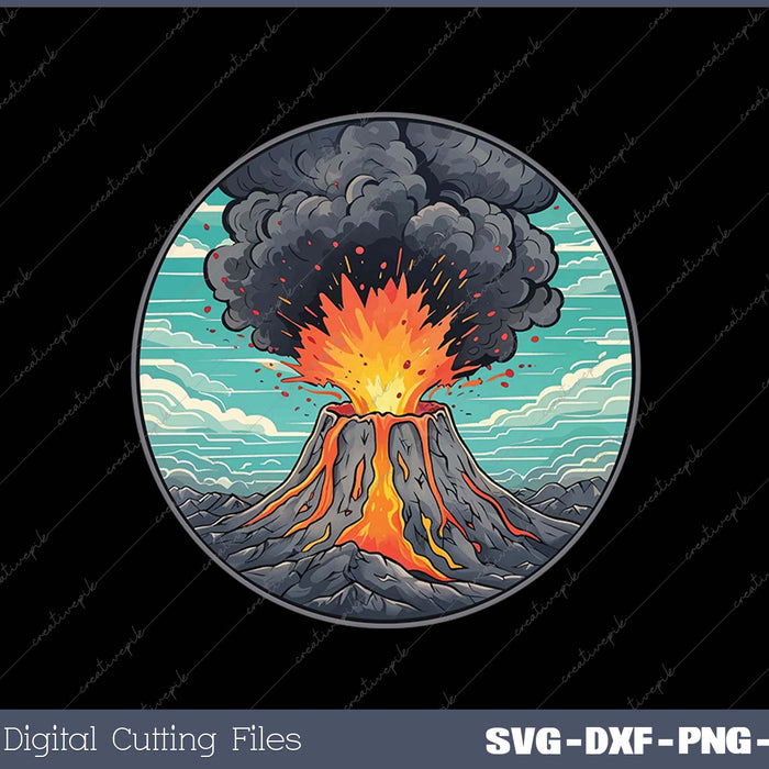 Lava Volcano Eruption Magma in Hawaii Indonesia & Tokyo SVG PNG Cutting Printable Files