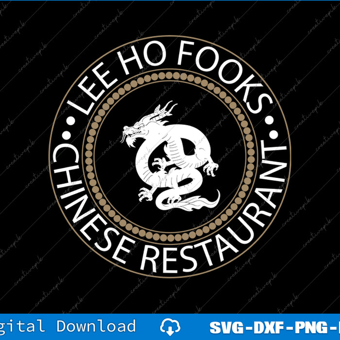 Logo of Lee Ho Fooks Chinese Restaurant with a dragon design on a black background