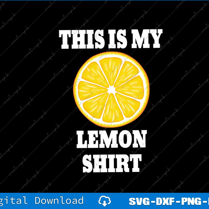 Lemon slice graphic with text 'This is my lemon shirt' on a black background