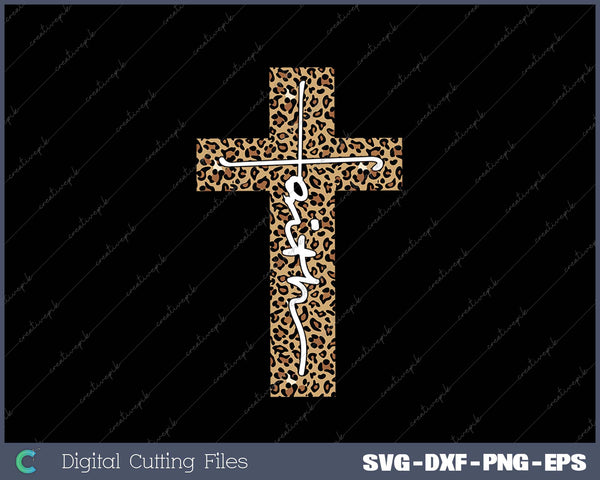 Leopard Faith Cross  Christian SVG PNG Cutting Printable Files