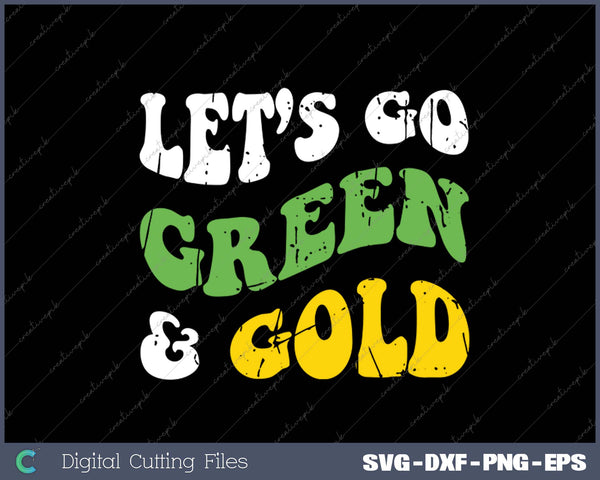 Let's Go Green & Gold Groovy Game Day Team Favorite Colors SVG PNG Cutting Printable Files