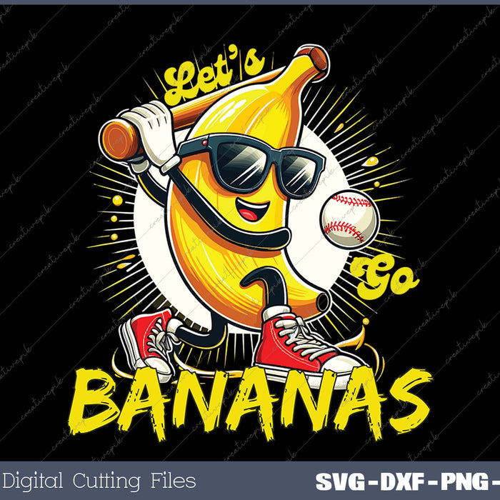 Lets Go Bananas Banana Playing Baseball Baseball Player Gift