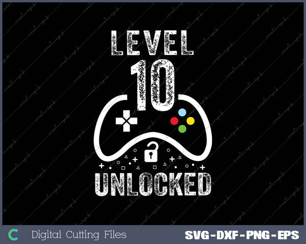 Level 10 Unlocked Video Game 10th Birthday