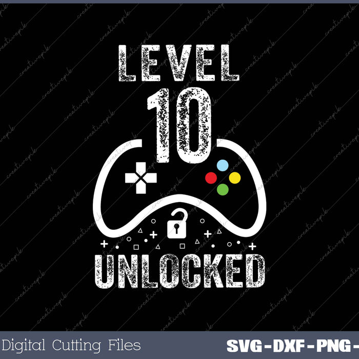 Level 10 Unlocked Video Game 10th Birthday