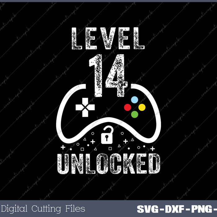 Level 14 Unlocked Video Game 14th Birthday 