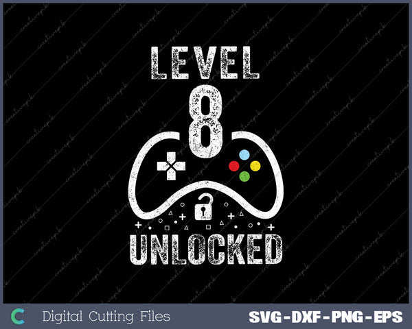 Level 8 Unlocked Video Game 8th Birthday 