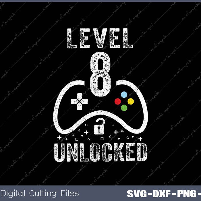 Level 8 Unlocked Video Game 8th Birthday 