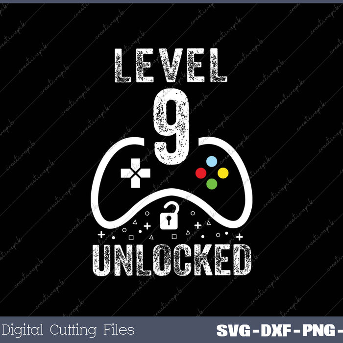 Level 9 Unlocked Video Game 9th Birthday