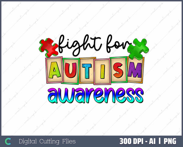 Light for Autism Awareness AI PNG Sublimation File