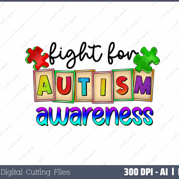 Light for Autism Awareness AI PNG Sublimation File