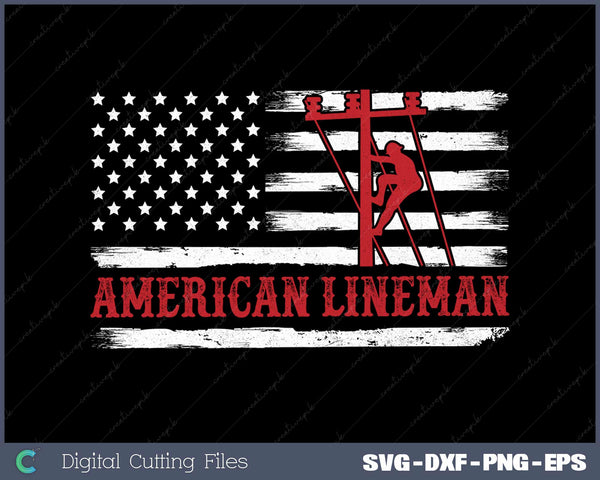 American Flag Electric Cable Patriotic Lineman SVG PNG Printable files