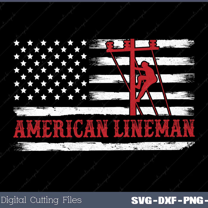 American Flag Electric Cable Patriotic Lineman SVG PNG Printable files