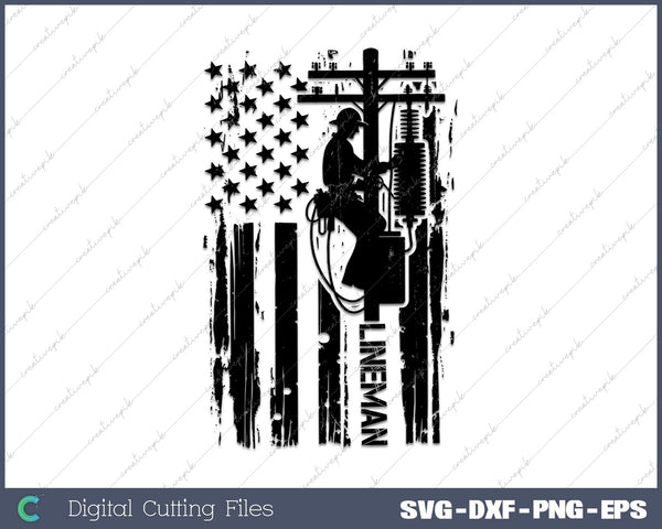 Lineman American flag electrician USA flag of Tools 