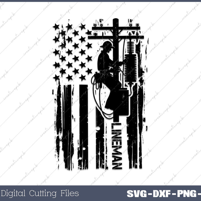 Lineman American flag electrician USA flag of Tools 