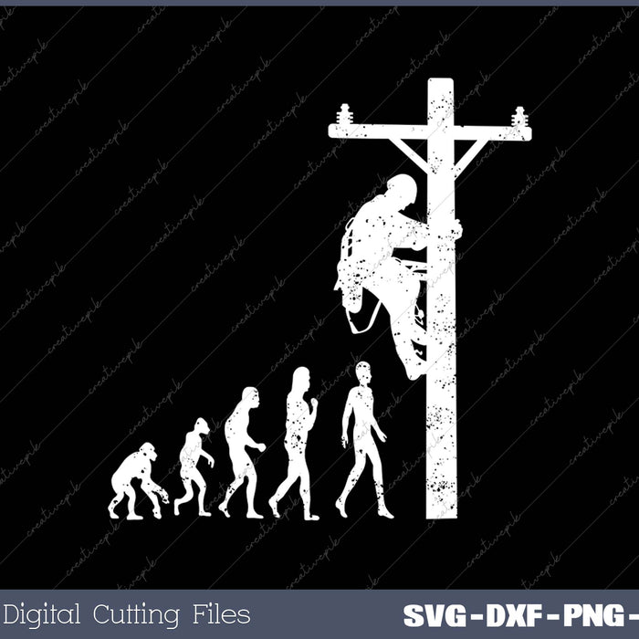 Lineman Evolution Funny Power Electrical Electrician SVG PNG Cutting Printable Files