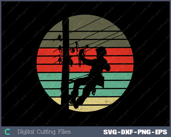 Lineman Retro Style Electrician SVG DXF PNG Cutting File