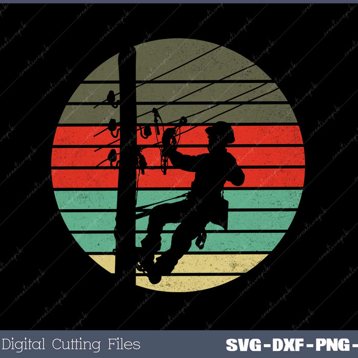 Lineman Retro Style Electrician SVG DXF PNG Cutting File