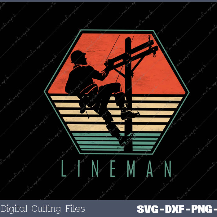 Lineman Vintage Retro Electrician Gift SVG PNG Cutting Printable Files