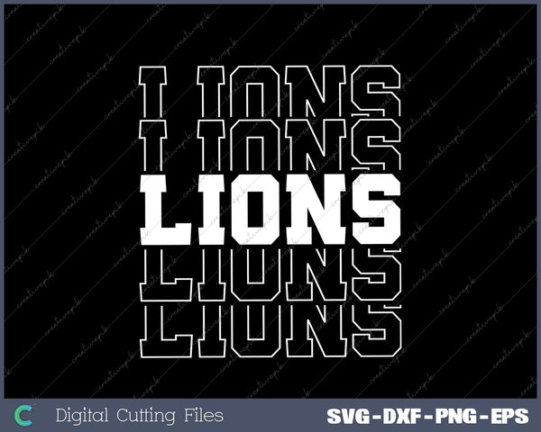 Lions Football Spirit School Mascot Game Day SVG PNG Cutting Printable Files