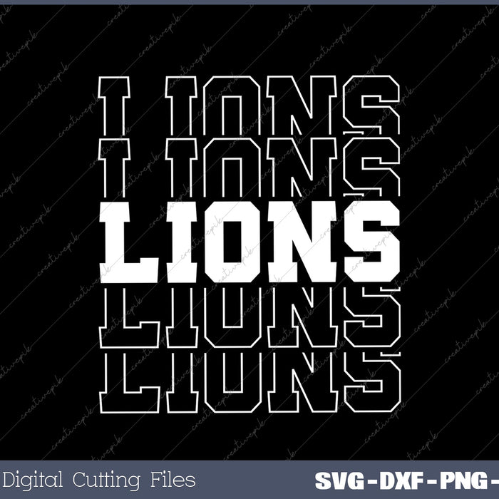 Lions Football Spirit School Mascot Game Day SVG PNG Cutting Printable Files