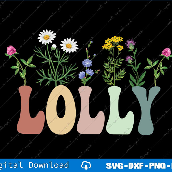 Lolly Gifts Women Wildflower Floral Design Lolly SVG PNG Printable File