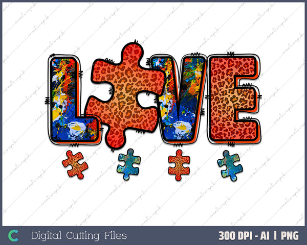 Love Autism AI PNG Sublimation File