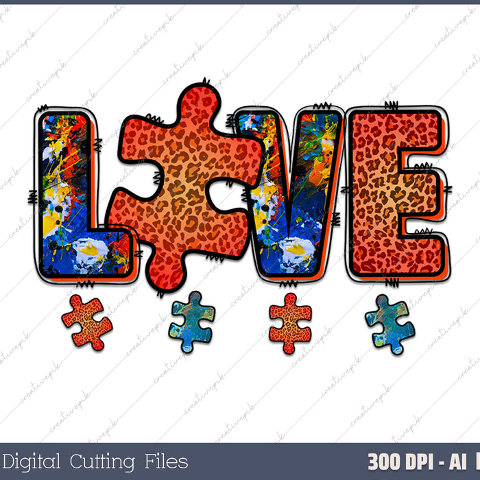 Love Autism AI PNG Sublimation File