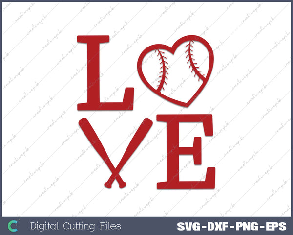 Love Baseball SVG PNG Cutting Printable Files