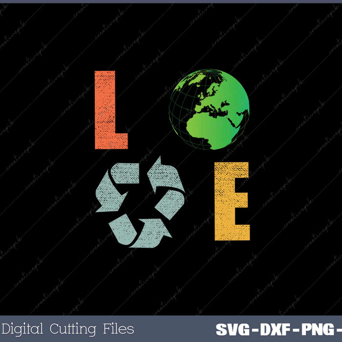 Love Earth Day 90s Vintage Recycling SVG File
