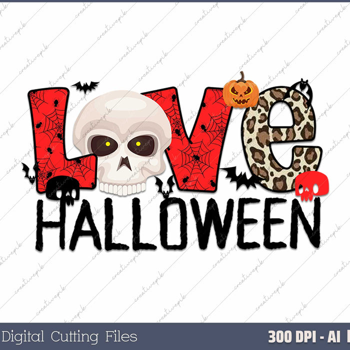 Love Halloween AI PNG Sublimation Files