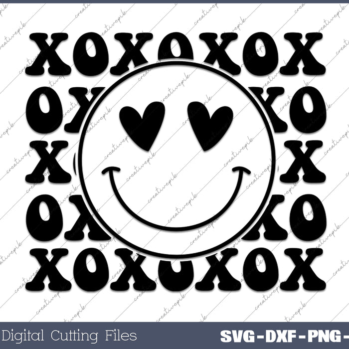 Love Happy Face Valentine Day SVG PNG Cutting Printable Files