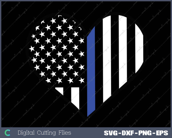 Love Our Police Officer US Flag Heart Thin Blue Line 