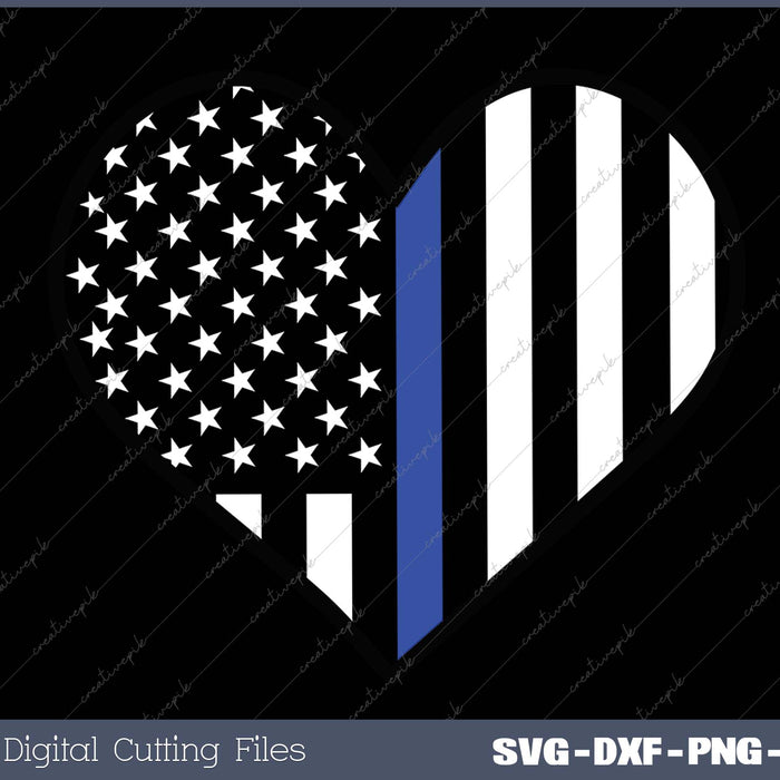 Love Our Police Officer US Flag Heart Thin Blue Line 