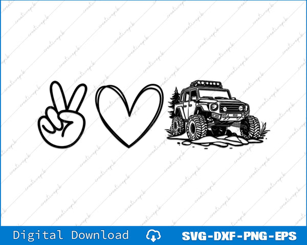 Love Peace Offroad American Offroad SVG PNG Cutting Printable Files