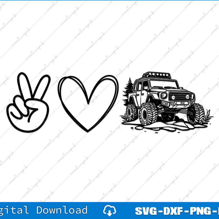 Love Peace Offroad American Offroad SVG PNG Cutting Printable Files