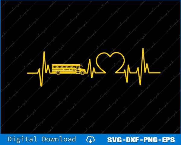Love School Bus Heartbeat SVG PNG Cutting Printable File