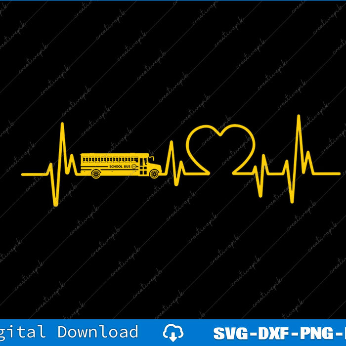 Love School Bus Heartbeat SVG PNG Cutting Printable File